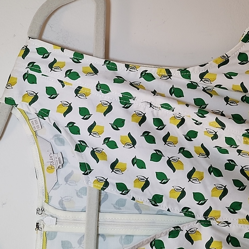Boden  Kelly Green / Yellow Mischa Belted Sleeveless Dress Lemon print Size 10 - Picture 9 of 16